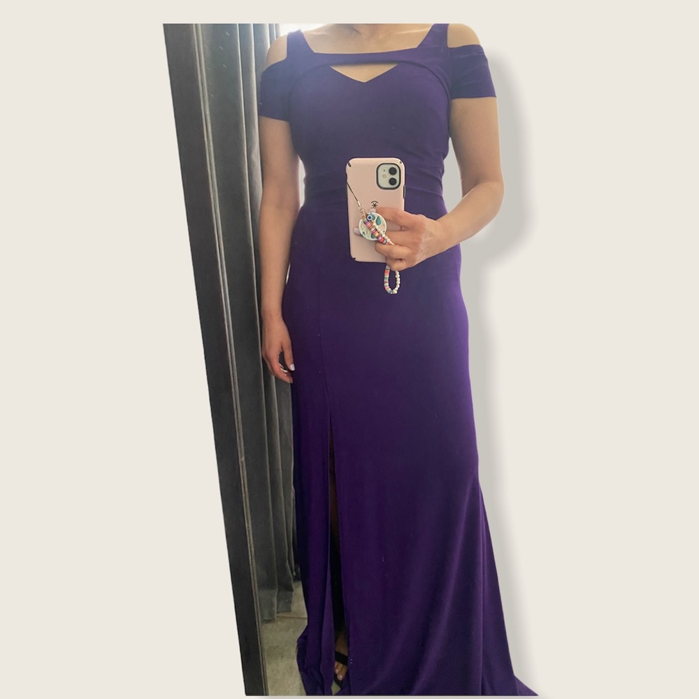 NightWay Purple gown dress size 6 cold-shoulder